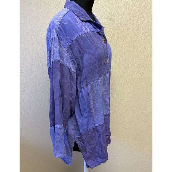 VTG Citron Santa Monica Women's Small Purple Patchwork Design Boho Blouse Top - Picture 2 of 14